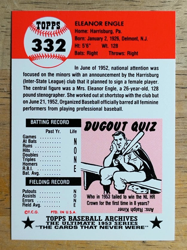 1991 Topps Archives '53 #332 Eleanor Engle