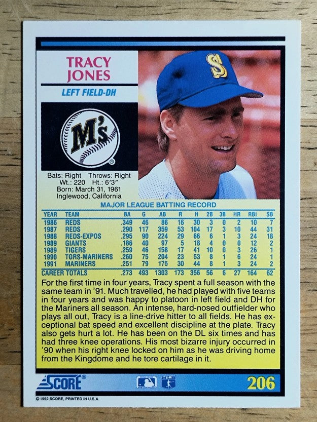 1992 Score #206 Tracy Jones