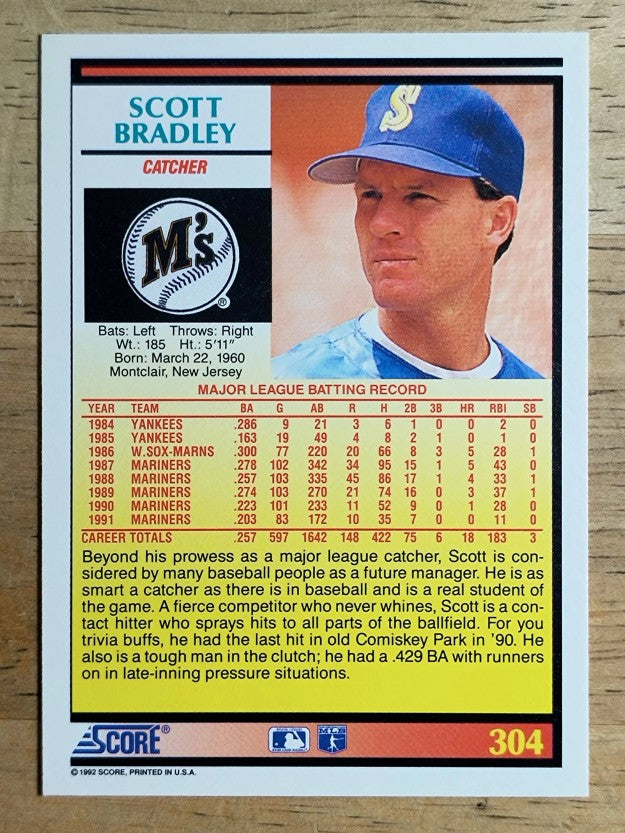 1992 Score #304 Scott Bradley