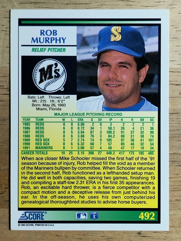 1992 Score #492 Rob Murphy