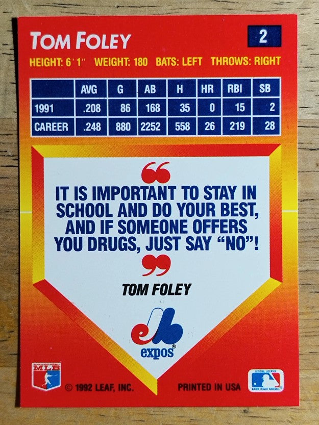 1992 Triple Play #2 Tom Foley