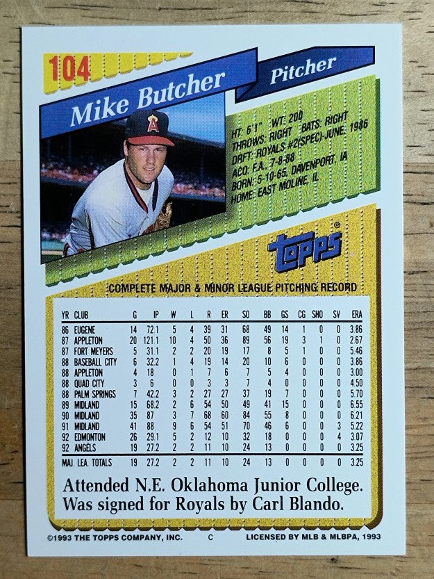 1993 Topps #104 Mike Butcher