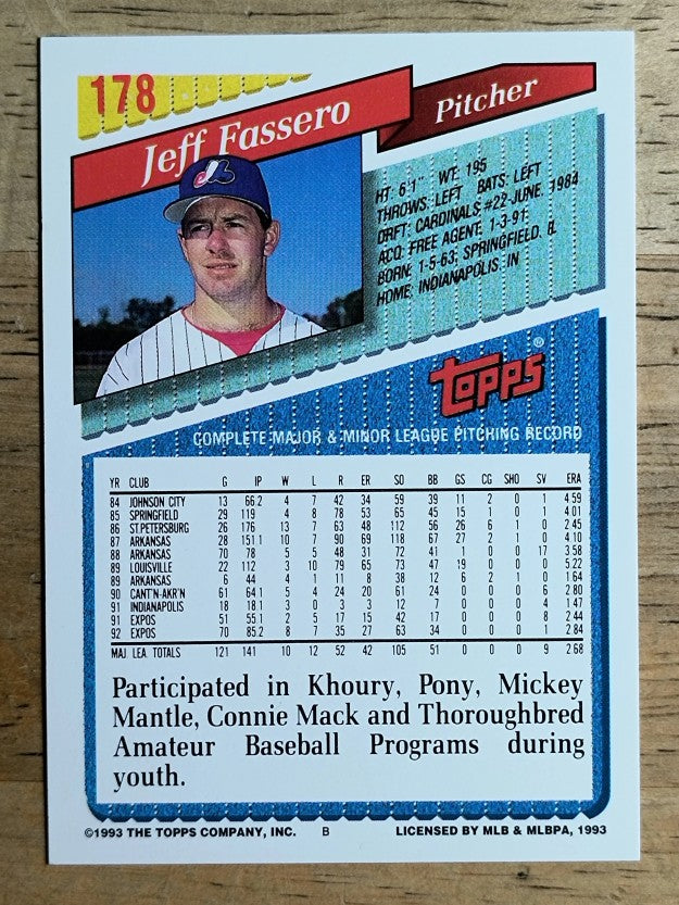1993 Topps #178 Jeff Fassero