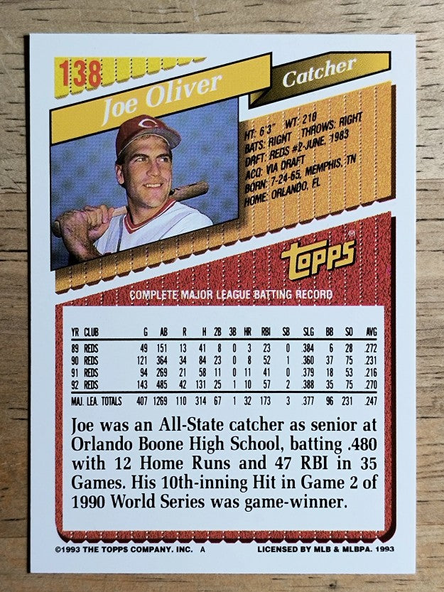 1993 Topps Gold #138 Joe Oliver