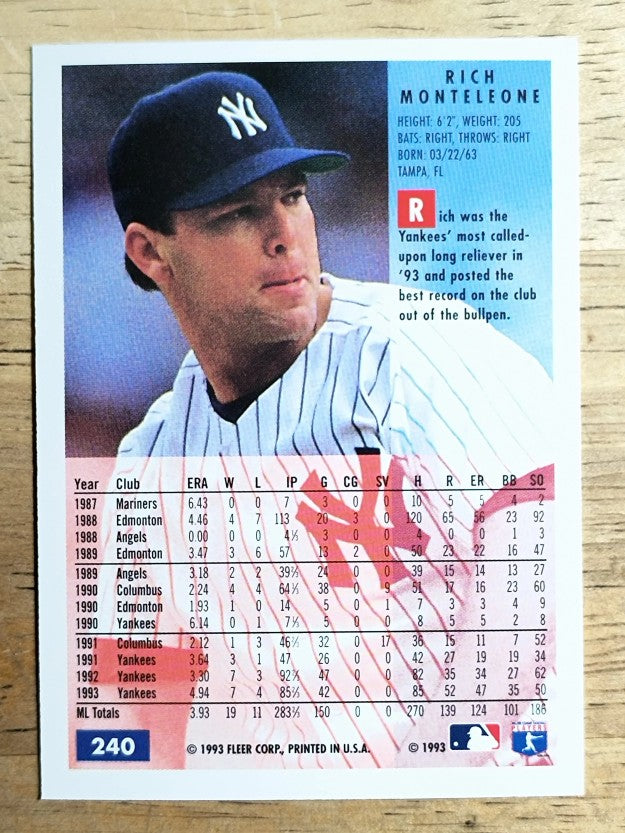 1994 Fleer #240 Rich Monteleone