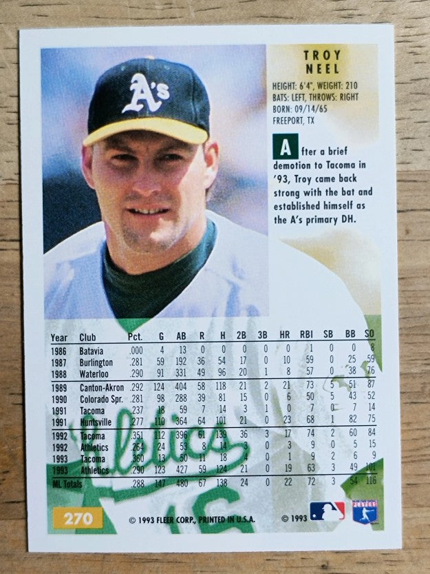 1994 Fleer #270 Troy Neel