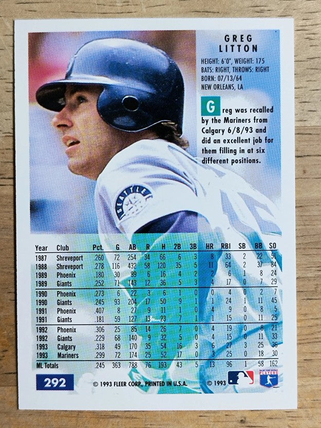 1994 Fleer #292 Greg Litton