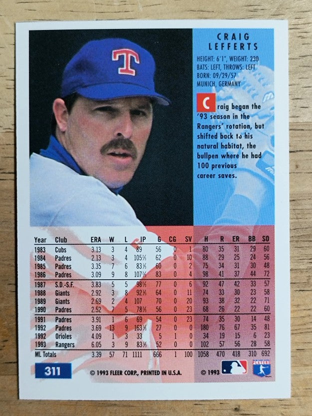 1994 Fleer #311 Craig Lefferts