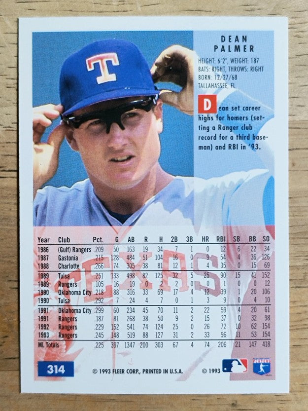 1994 Fleer #314 Dean Palmer