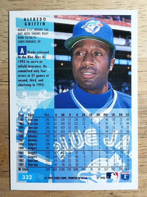 1994 Fleer #332 Alfredo Griffin