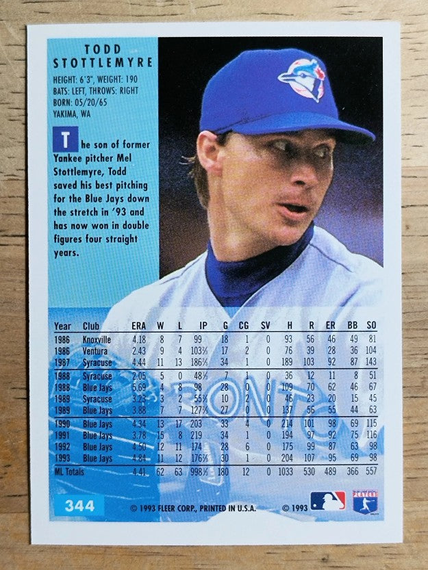 1994 Fleer #344 Todd Stottlemyre