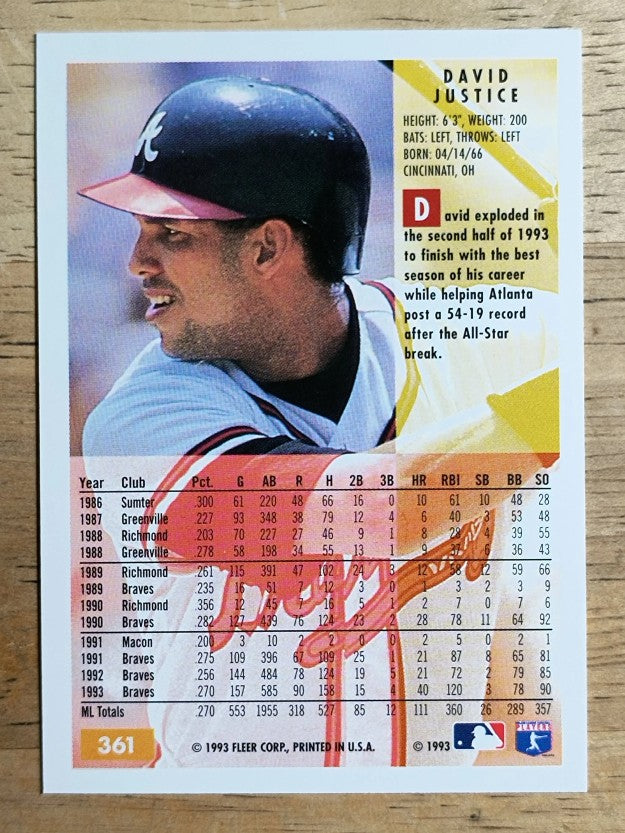 1994 Fleer #361 David Justice