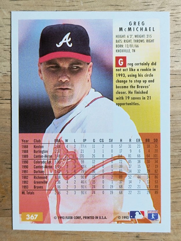 1994 Fleer #367 Greg McMichael
