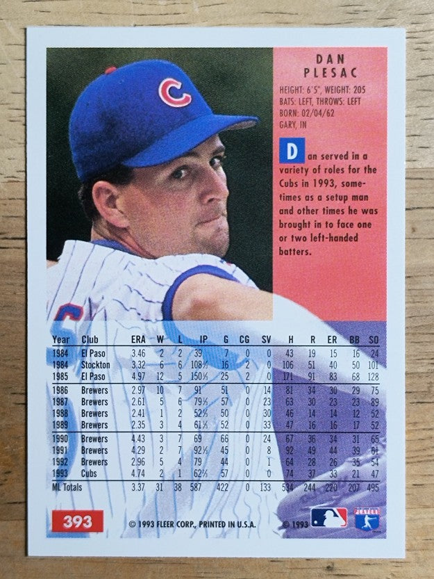 1994 Fleer #393 Dan Plesac
