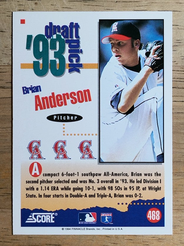 1994 Score #468 Brian Anderson RC