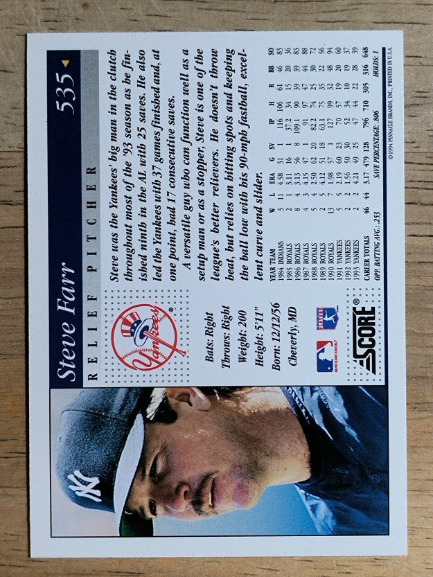 1994 Score #535 Steve Farr