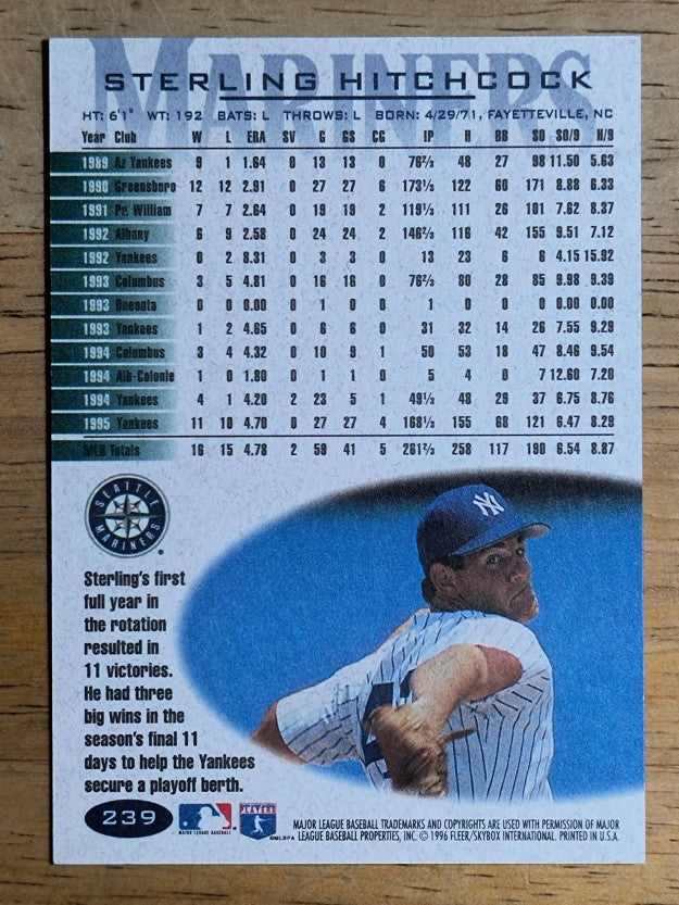 1996 Fleer #239 Sterling Hitchcock