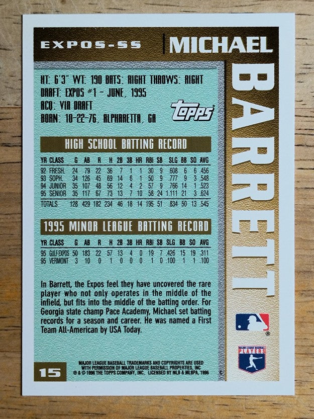 1996 Topps #15 Michael Barrett