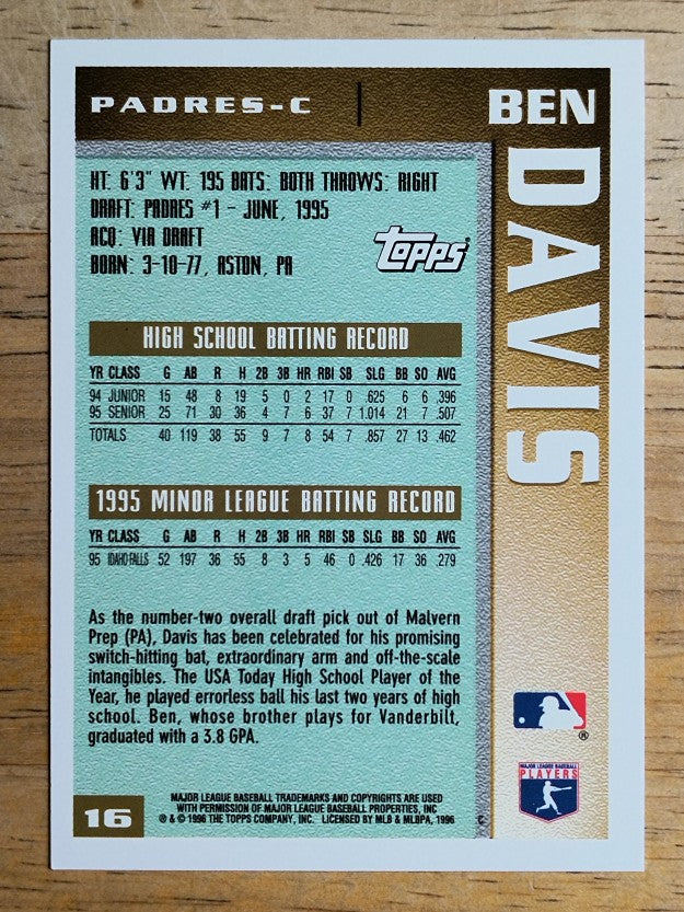 1996 Topps #16 Ben Davis