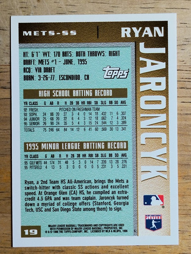 1996 Topps #19 Ryan Jaroncyk