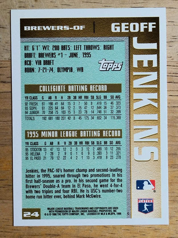 1996 Topps #24 Geoff Jenkins RC