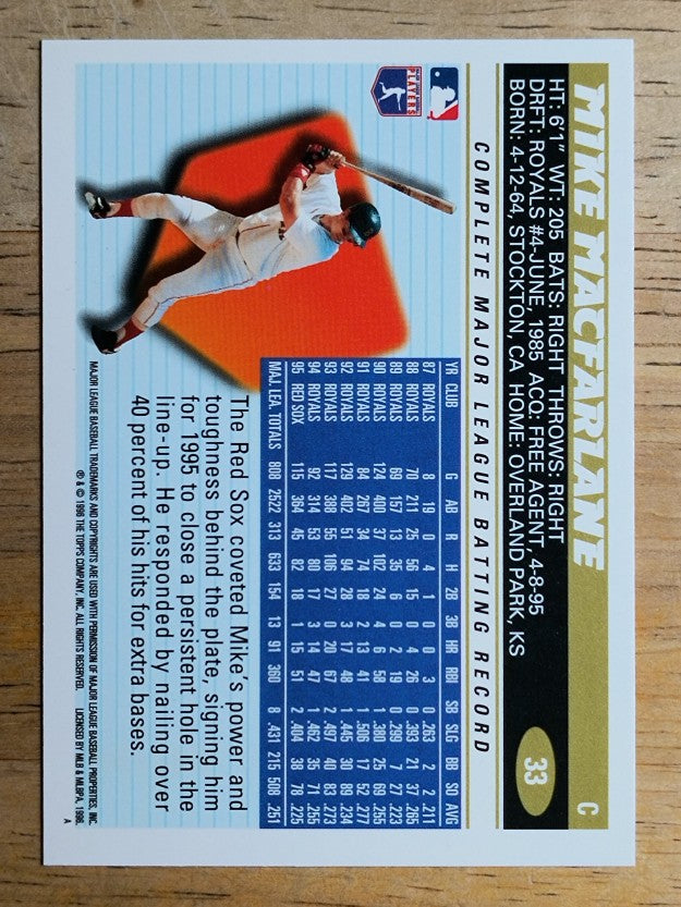 1996 Topps #33 Mike Macfarlane