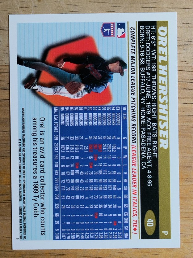 1996 Topps #40 Orel Hershiser