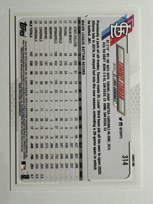 2021 Topps #314 Tommy Edman