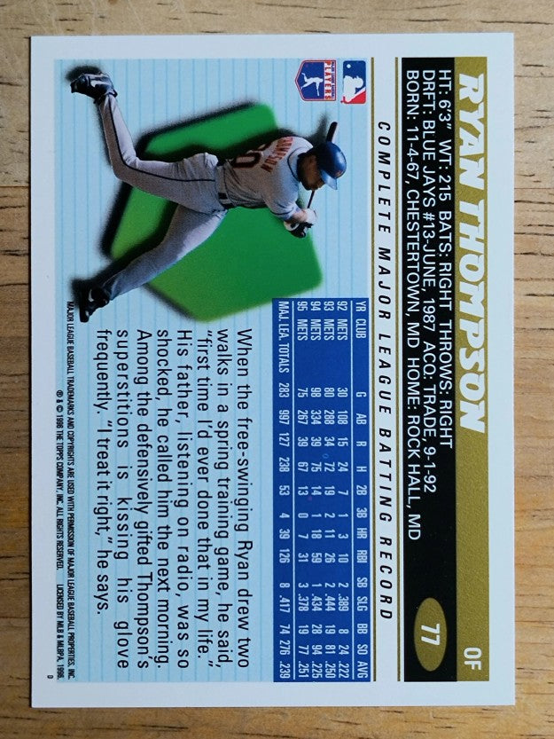 1996 Topps #77 Ryan Thompson