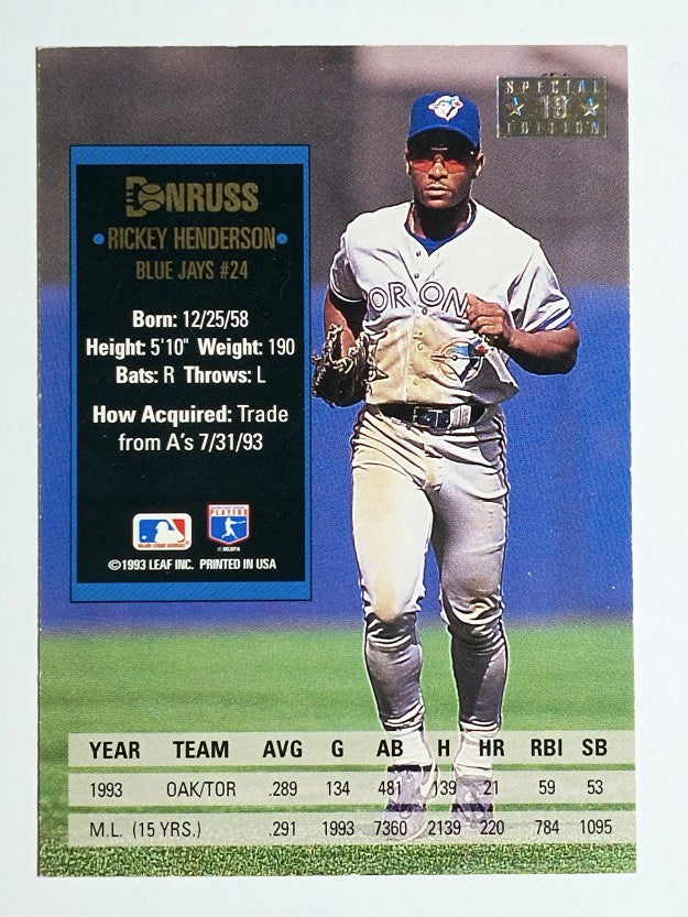 1994 Donruss Special Edition #19 Rickey Henderson