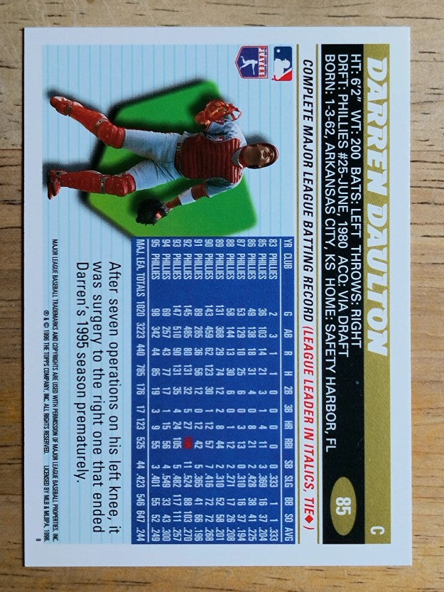 1996 Topps #85 Darren Daulton