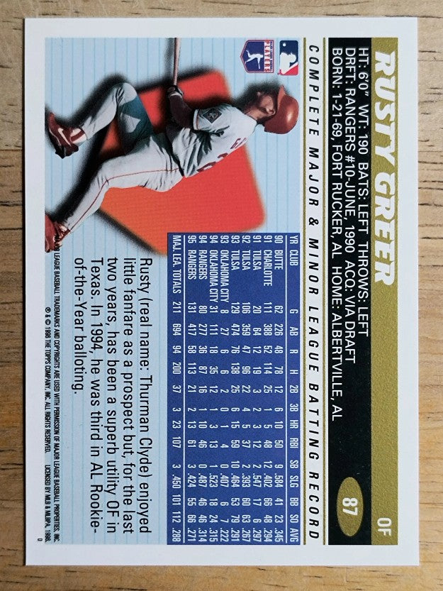 1996 Topps #87 Rusty Greer