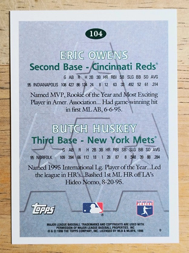 1996 Topps #104 Eric Owens/Butch Huskey
