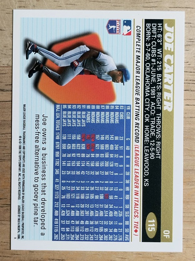 1996 Topps #115 Joe Carter