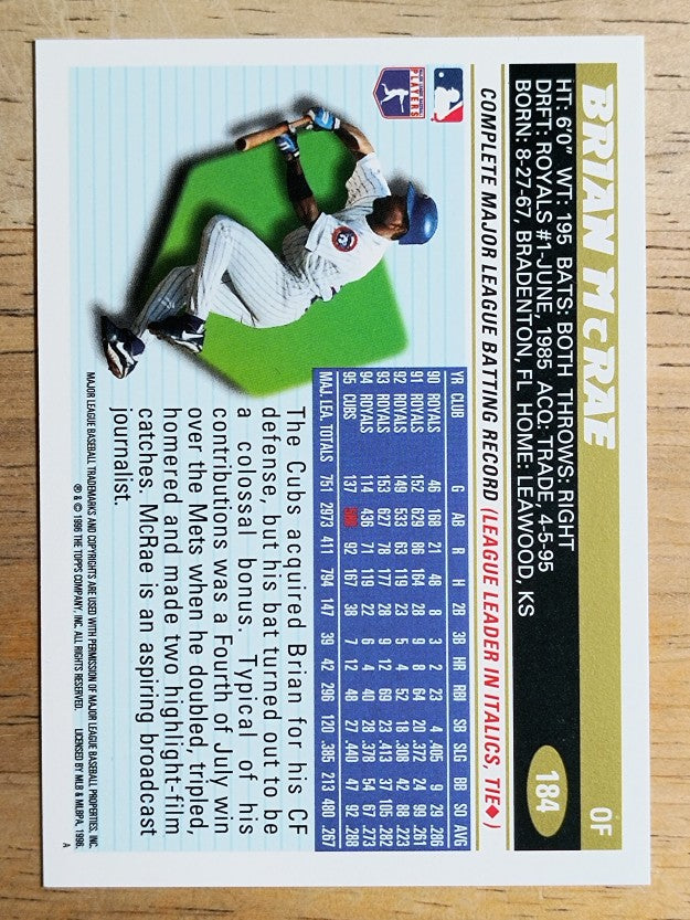 1996 Topps #184 Brian McRae