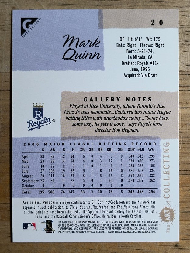 2001 Topps Gallery #20 Mark Quinn