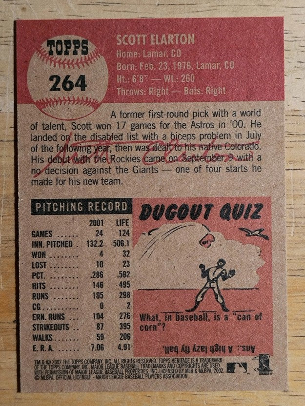 2002 Topps Heritage #264 Scott Elarton