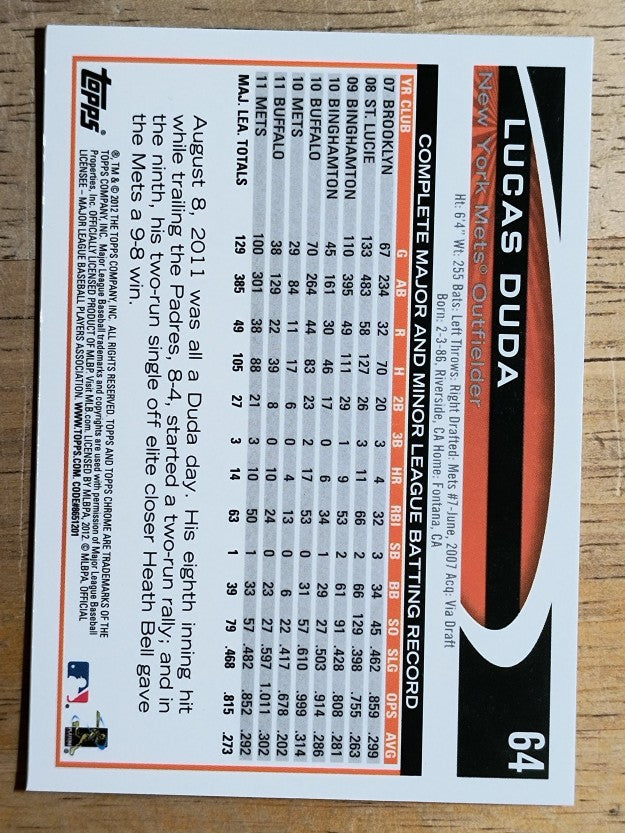 2012 Topps Chrome #64 Lucas Duda