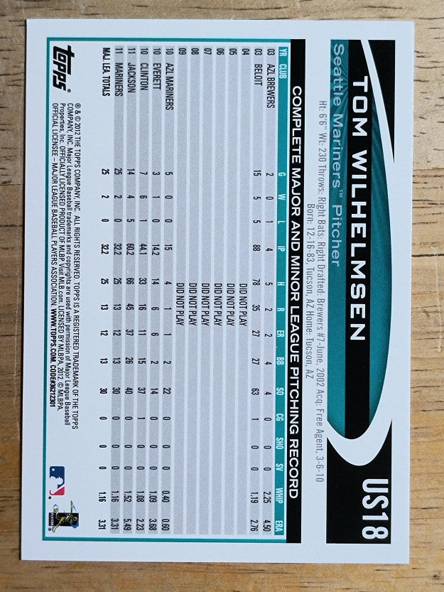 2012 Topps Update #US18 Tom Wilhelmsen