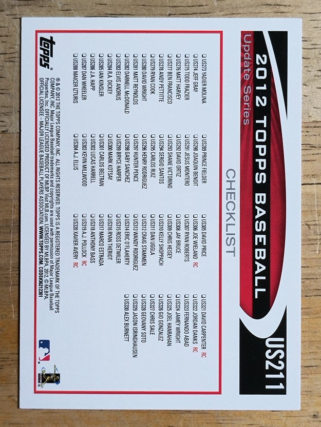 2012 Topps Update #US211 Matt Cain