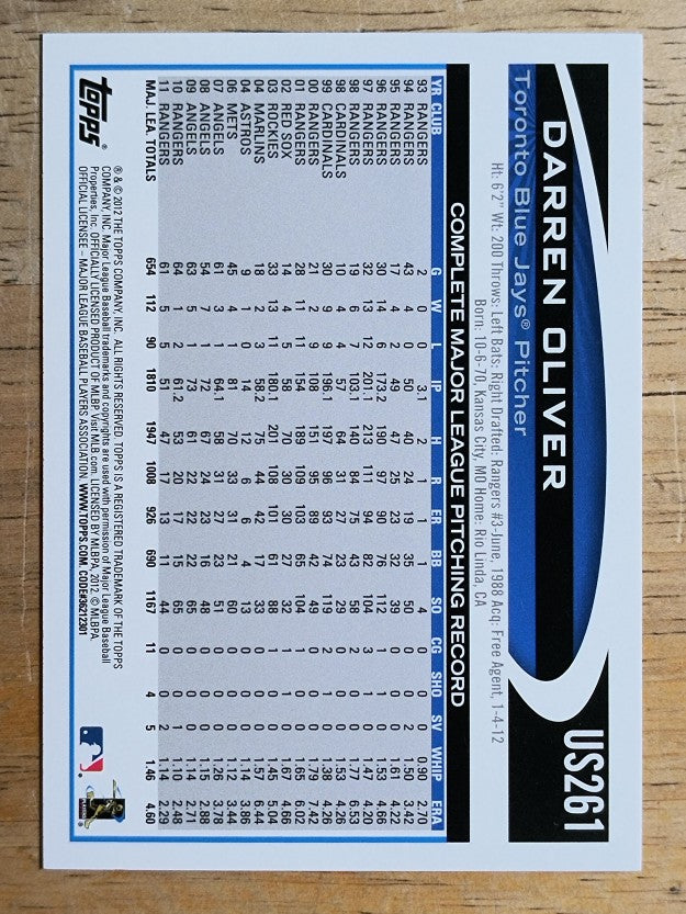 2012 Topps Update #US261 Darren Oliver