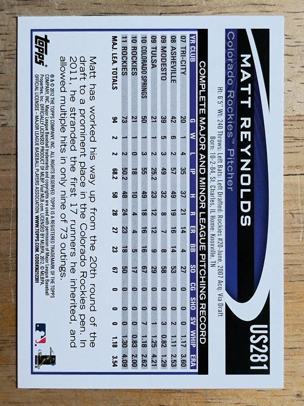 2012 Topps Update #US281 Matt Reynolds RC