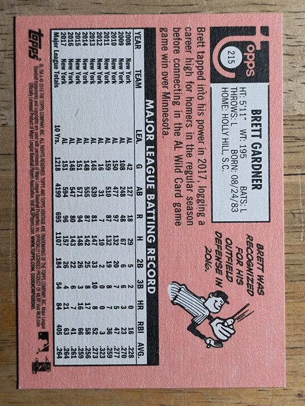 2018 Topps Heritage #215 Brett Gardner