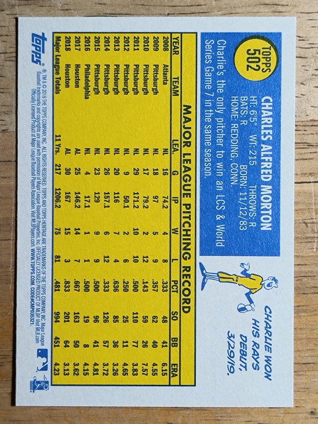 2019 Topps Heritage #502 Charlie Morton
