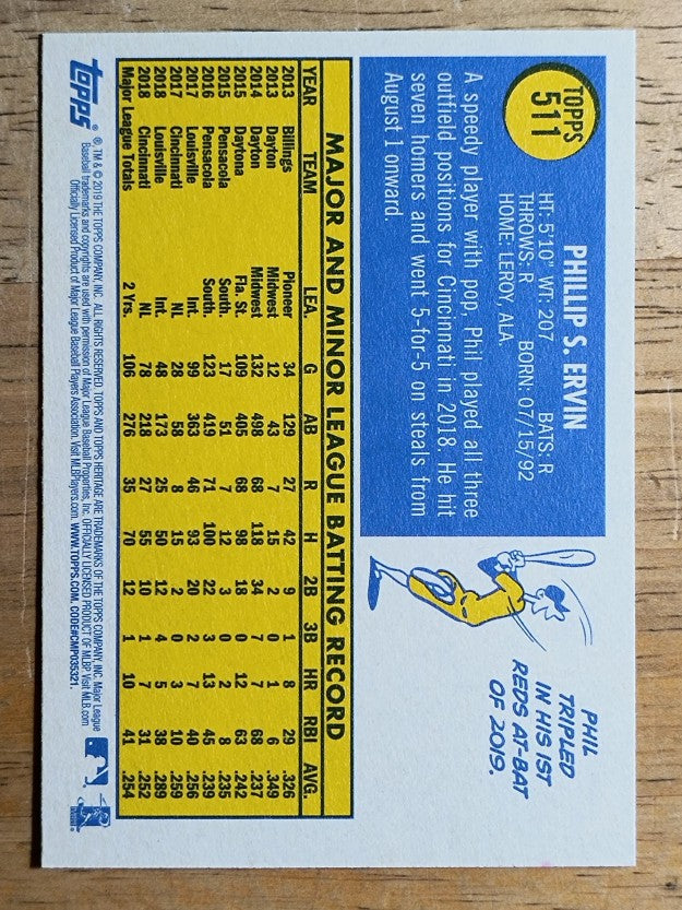 2019 Topps Heritage #511 Phil Ervin