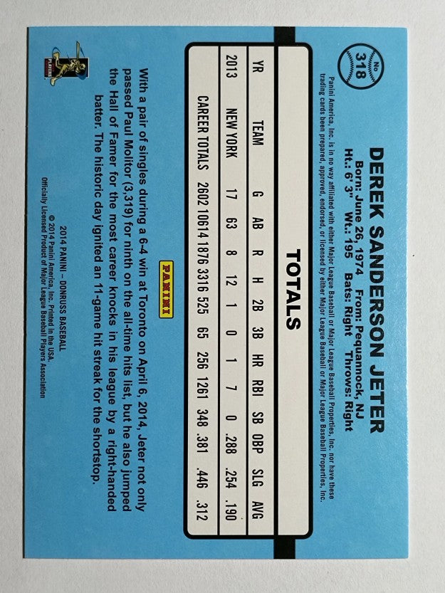 2014 Donruss #318 Derek Jeter