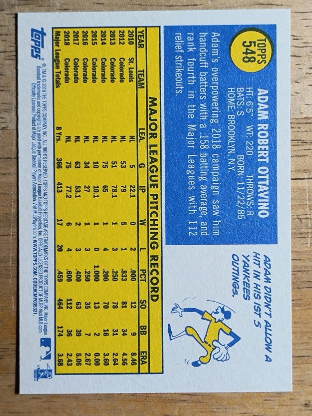 2019 Topps Heritage #548 Adam Ottavino