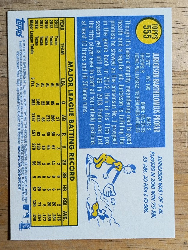 2019 Topps Heritage #555 Jurickson Profar