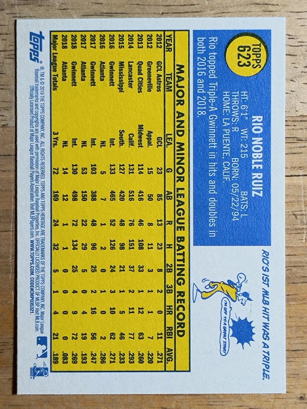 2019 Topps Heritage #623 Rio Ruiz