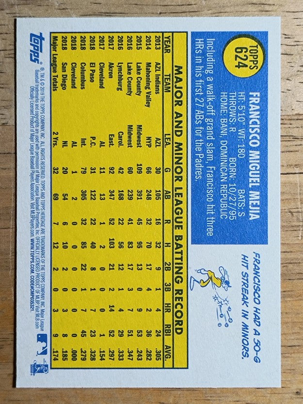 2019 Topps Heritage #624 Francisco Mejia
